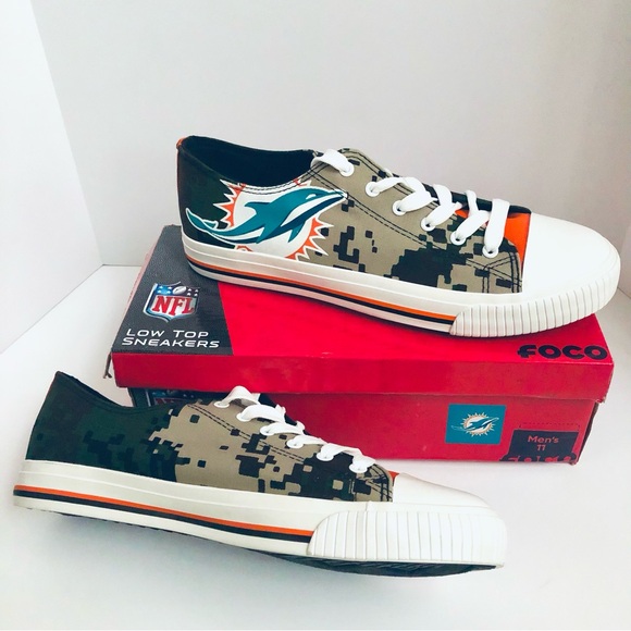 FOCO - Miami Dolphins Low Top Sneakers Digi Camo Tan/Green/Brown/Orange/White 11 - Picture 12 of 13